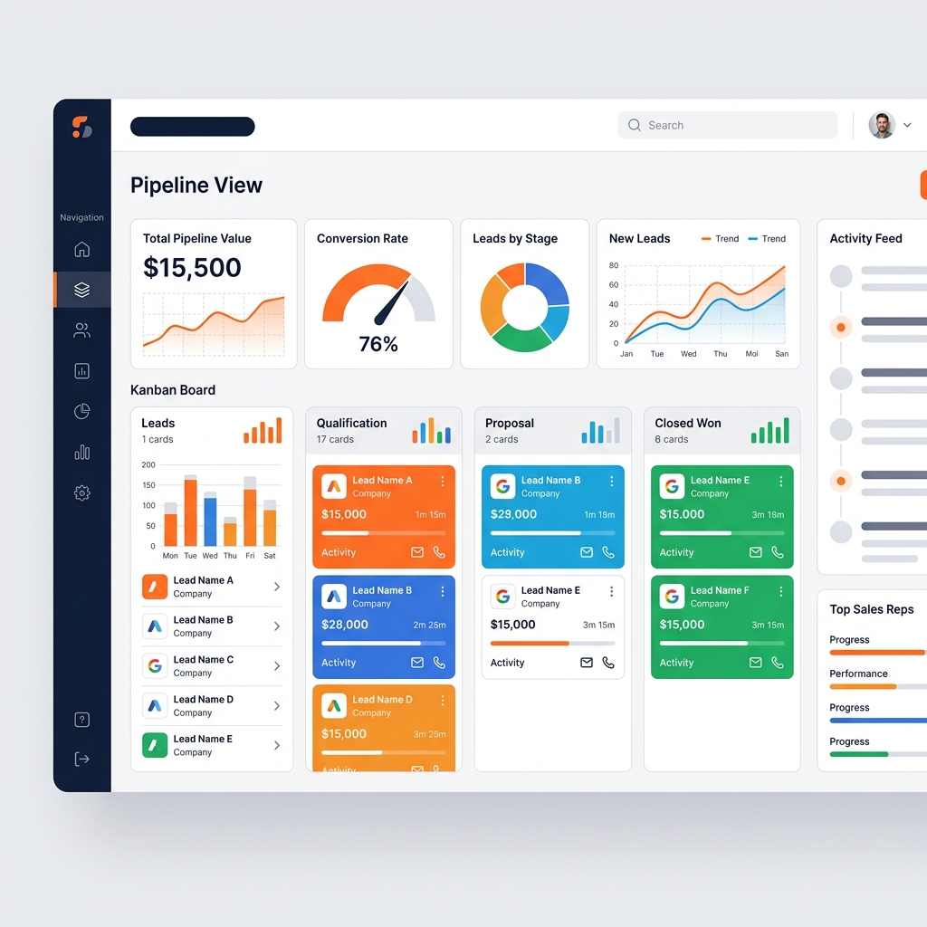 Dashboard do Spacefeed CRM